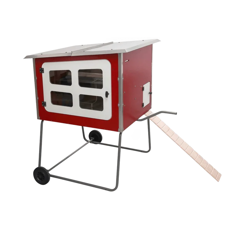 Kerbl Mobile Coop verrijdbaar kippenhok met rvs dak (rood/wit)