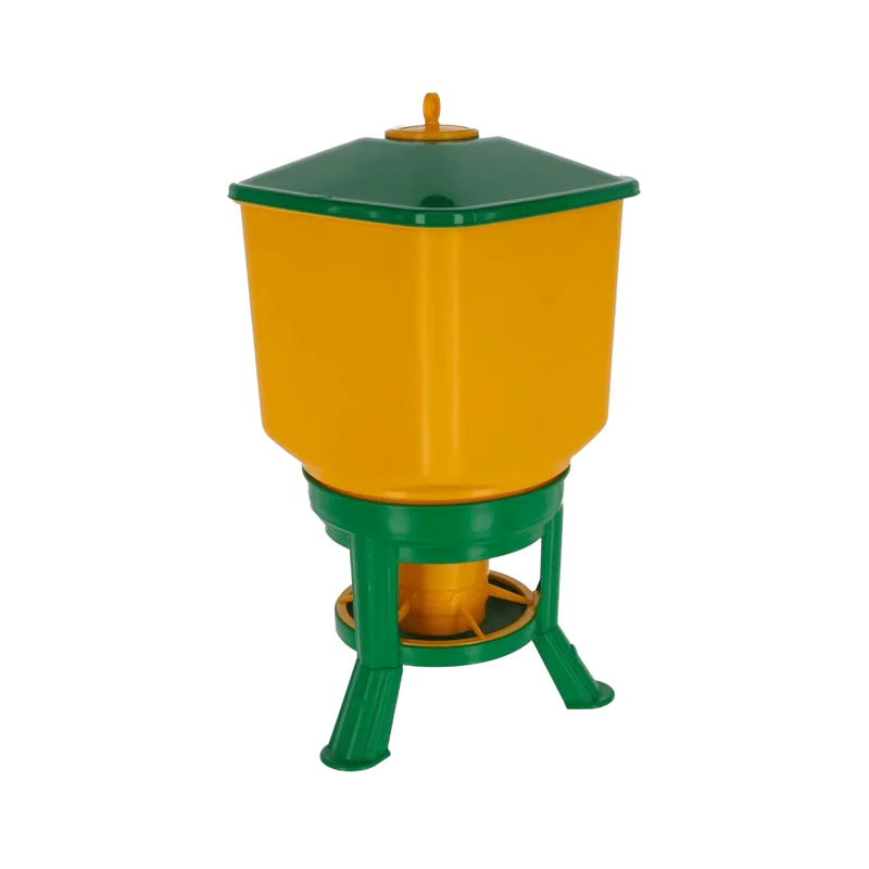 Kerbl voerautomaat 30 liter met poten (geel/groen)